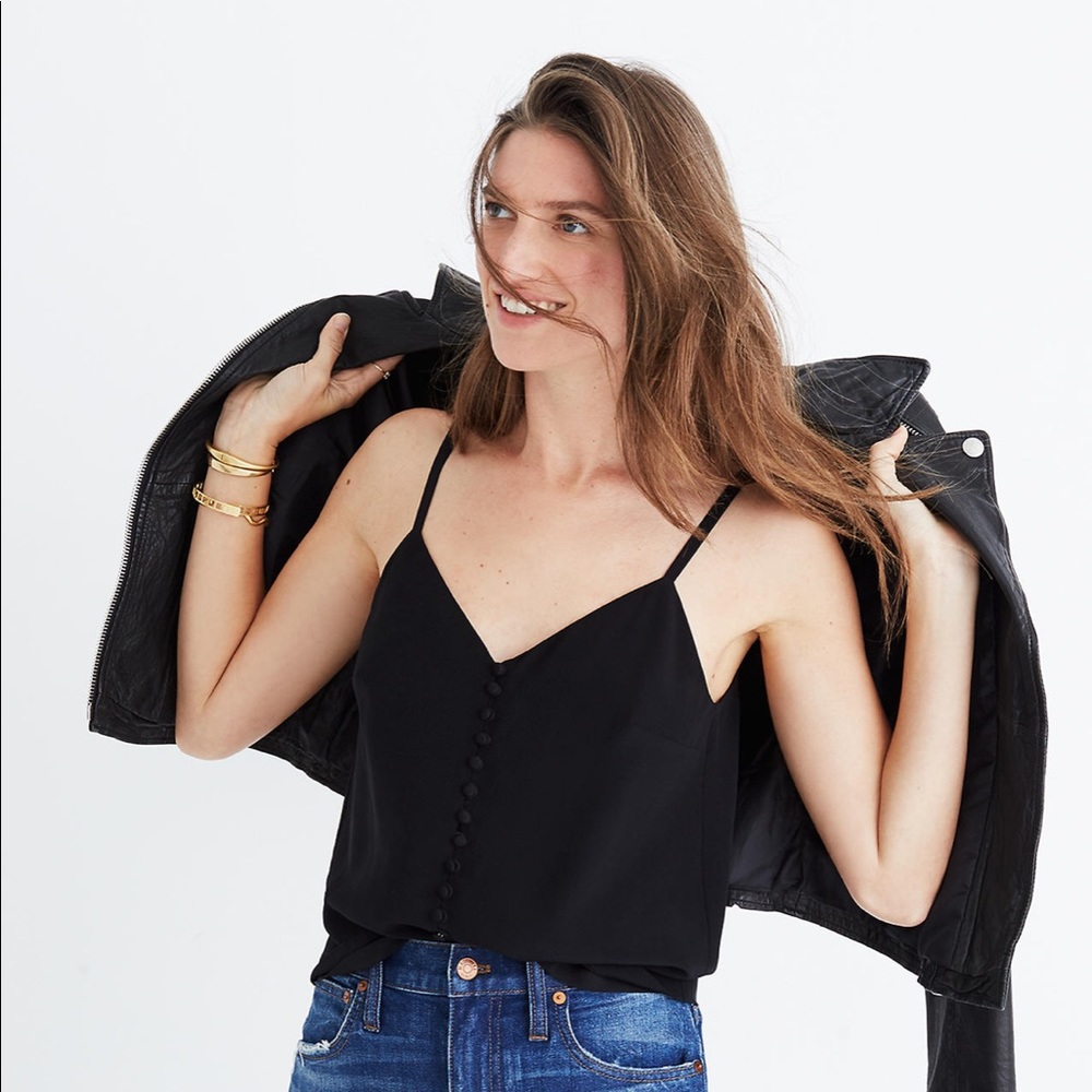 Silk button down madewell cami